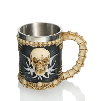 Personalized Skull Mug Double Wall Stainless Steel Knight Tankard Dragon Drinking Tea Beer Coffee Cup Caneca Viking Gift eprolo