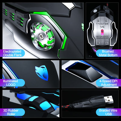 Pro Gamer Gaming Mouse 8D 3200DPI Adjustable Wired Optical LED Computer Mice USB Cable Silent Mouse for laptop PC eprolo