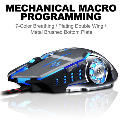 Pro Gamer Gaming Mouse 8D 3200DPI Adjustable Wired Optical LED Computer Mice USB Cable Silent Mouse for laptop PC eprolo