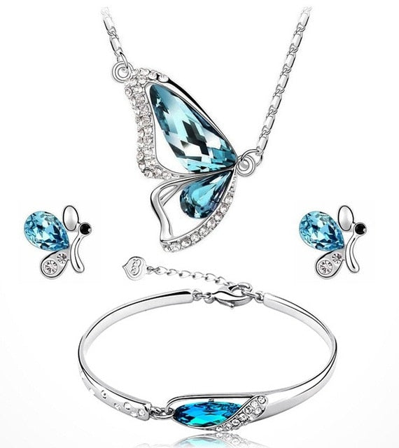 Butterfly Jewelry Sets Necklace Earring Bracelet eprolo