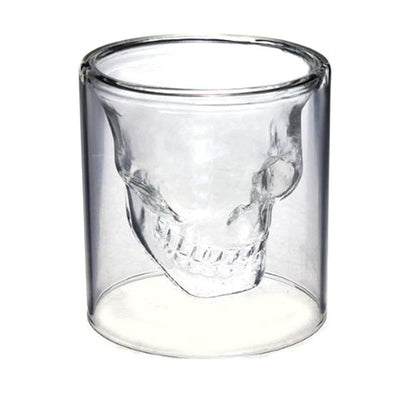 Skull Shot Glass Crystal Glasses,Double Layer Transparent Skull Pirate Shotglasses Drink Cocktail Creative Beer Cup eprolo