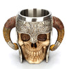 Stainless Steel Skull Mug Viking Ram Horned Pit Lord Warrior Beer Stein Tankard Coffee Mug Tea Cup Halloween Bar Drinkware Gift eprolo
