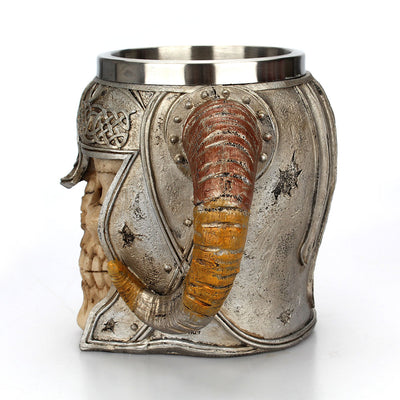 Stainless Steel Skull Mug Viking Ram Horned Pit Lord Warrior Beer Stein Tankard Coffee Mug Tea Cup Halloween Bar Drinkware Gift eprolo