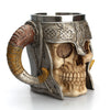 Stainless Steel Skull Mug Viking Ram Horned Pit Lord Warrior Beer Stein Tankard Coffee Mug Tea Cup Halloween Bar Drinkware Gift eprolo