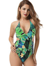 Cut Out Tropical Print Monokini Swimsuit Hypersku
