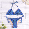 Fish Scales Print Ruffle Strap Side Tied Low Waist Bikini Set for Women Hypersku