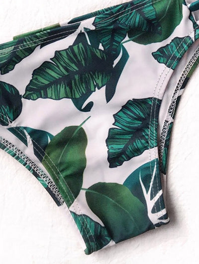 Palm Leaf Print Strappy Bikini Hypersku