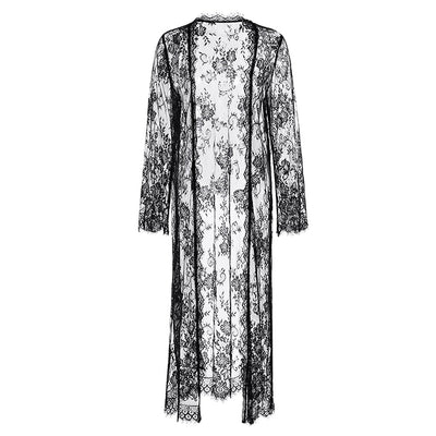 Sheer Lace Long Kimono Cover-Ups Hypersku