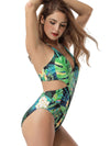 Cut Out Tropical Print Monokini Swimsuit Hypersku