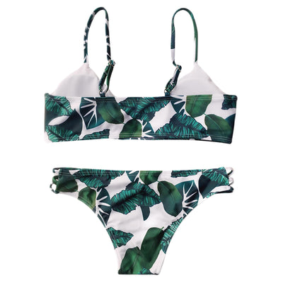 Palm Leaf Print Strappy Bikini Hypersku