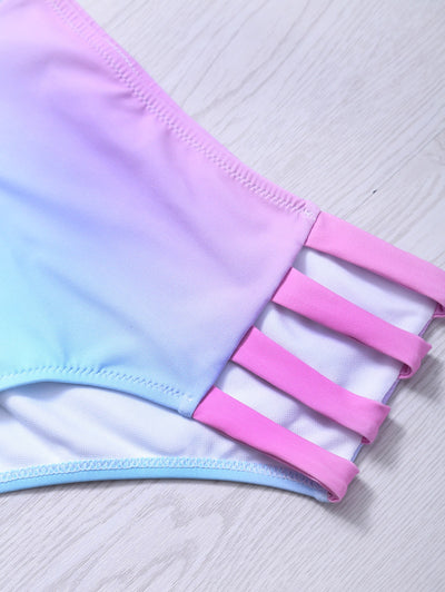 Lace-Up Hollow Out Gradient Bikini Set Hypersku