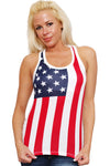 Women's USA Flag Tank Top Juniors Racer Back Made in the USA SHORE TRENDZ