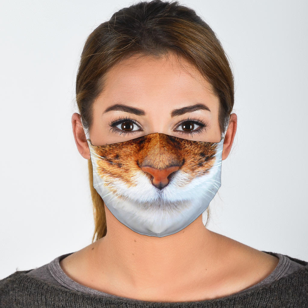 Brown and White Cat Face Mask Getbrewtaps.com