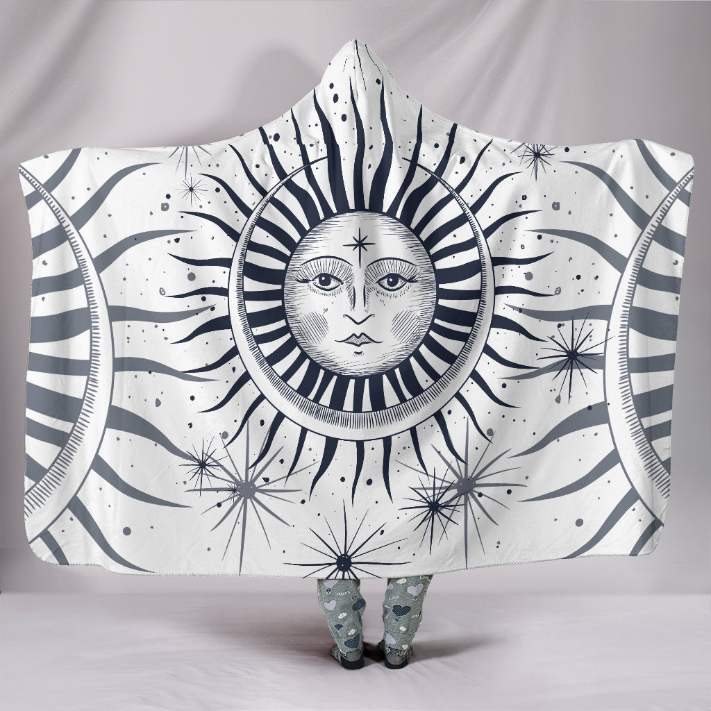 Black White Sun and Moon Hooded Blanket Getbrewtaps.com