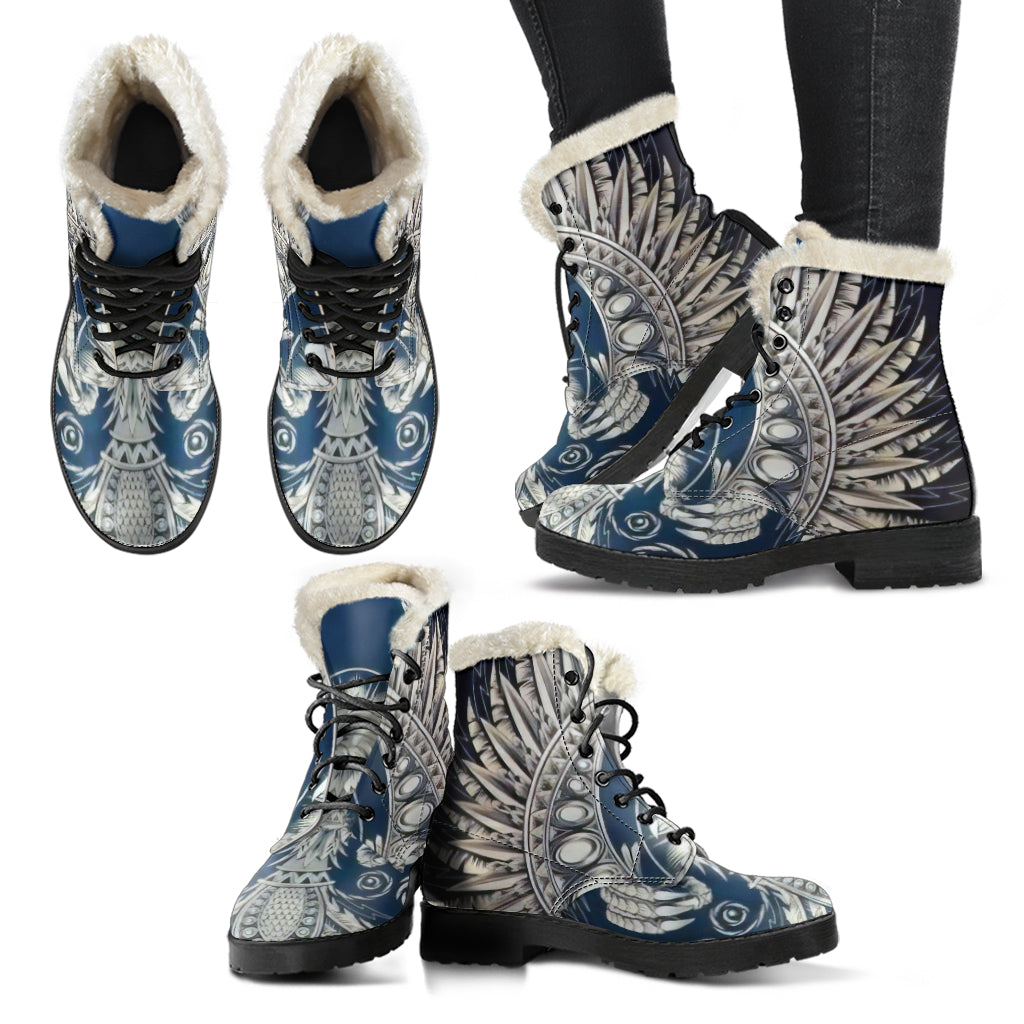 White Phoenix Rising Vegan Leather Boots Getbrewtaps.com