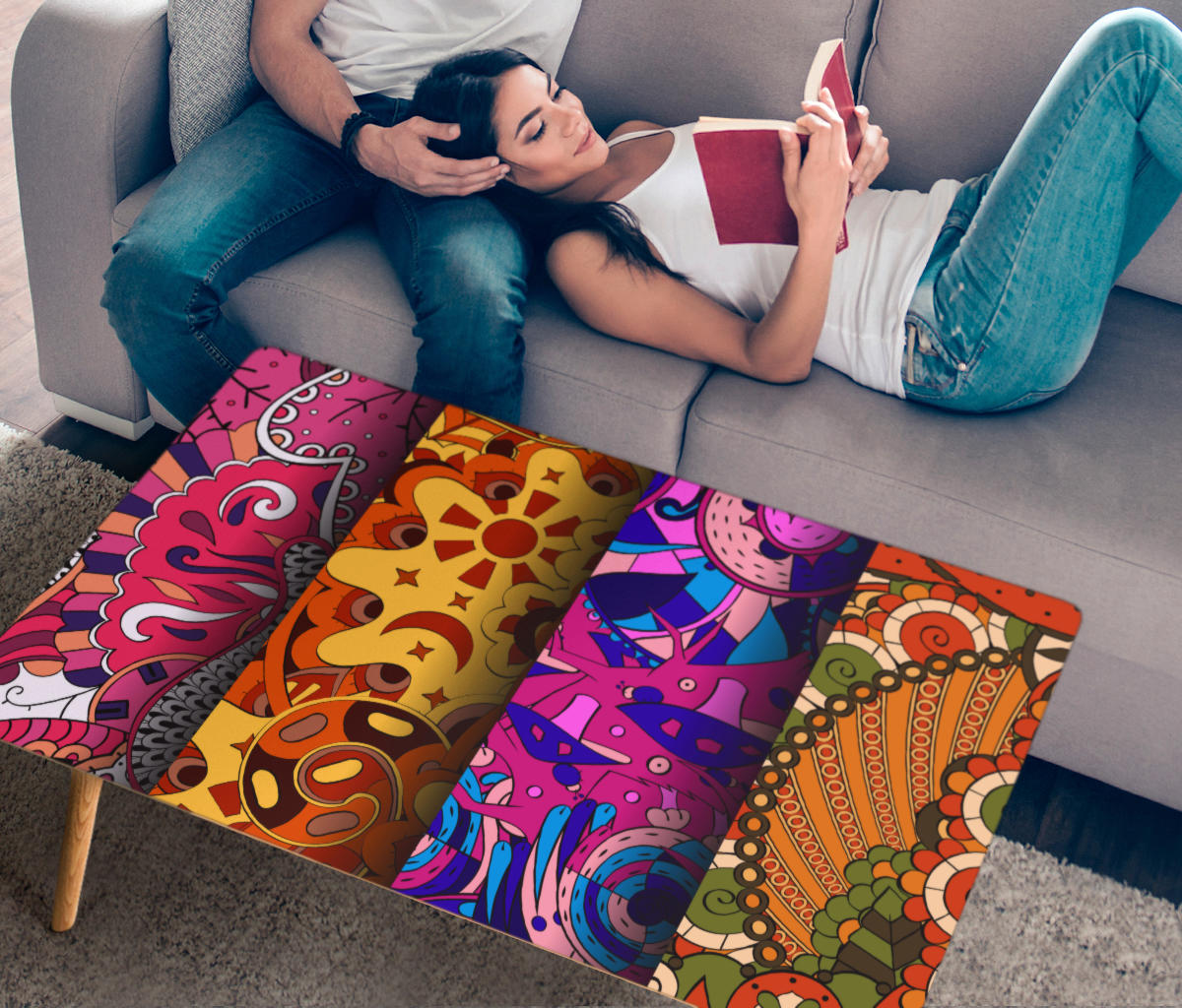 HandCrafted Abstract Colorful Art Coffee Table