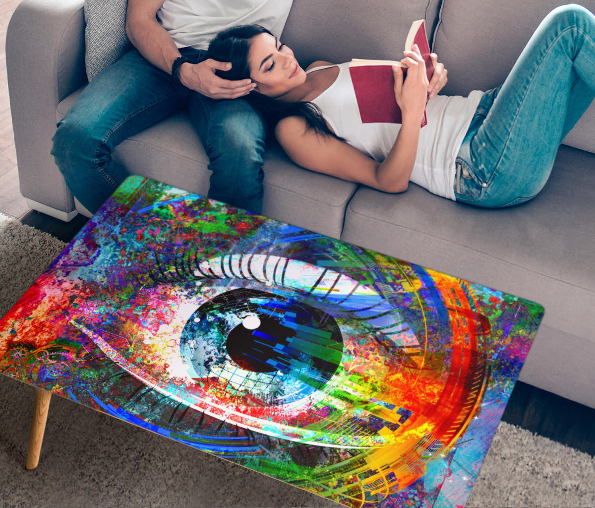 HandCrafted Abstract Digital eye Coffee Table
