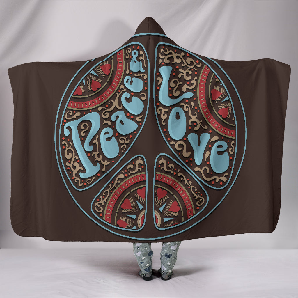 Peace Hippie Love Hooded Blanket Getbrewtaps.com