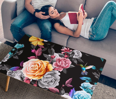 Handcrafted Roses and Hummingbird Coffee Table Getbrewtaps.com