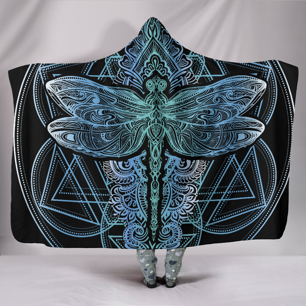 Blue Dragonfly Mandala Hooded Blanket Getbrewtaps.com