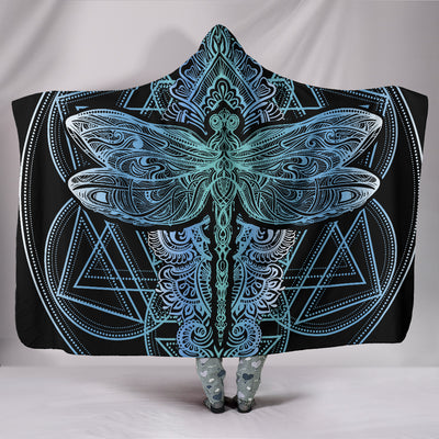 Blue Dragonfly Mandala Hooded Blanket Getbrewtaps.com