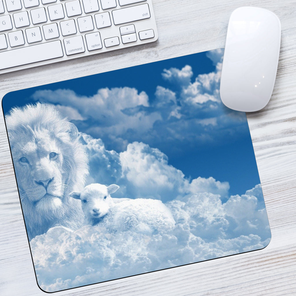 Lion and The Lamb In the Clouds Mousepad Getbrewtaps.com