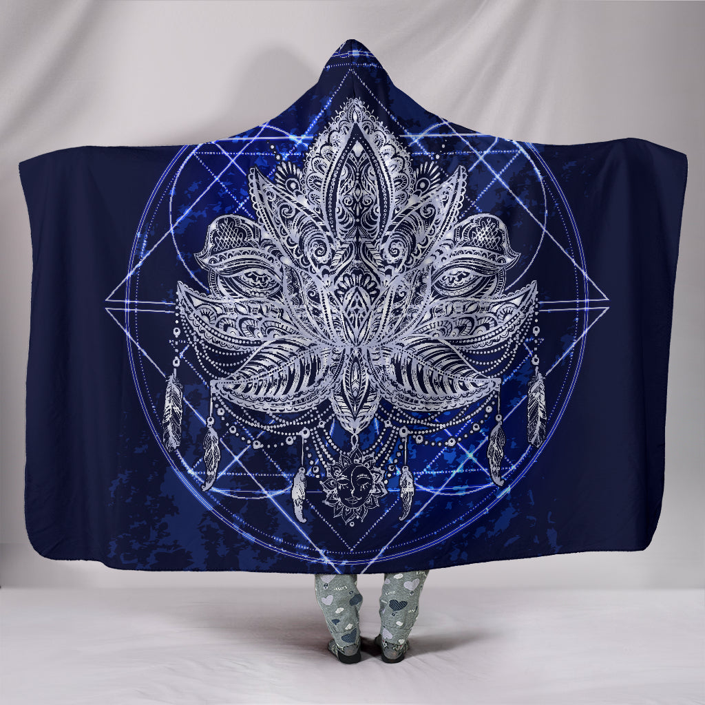 Blue Lotus Fractal Hooded Blanket Getbrewtaps.com