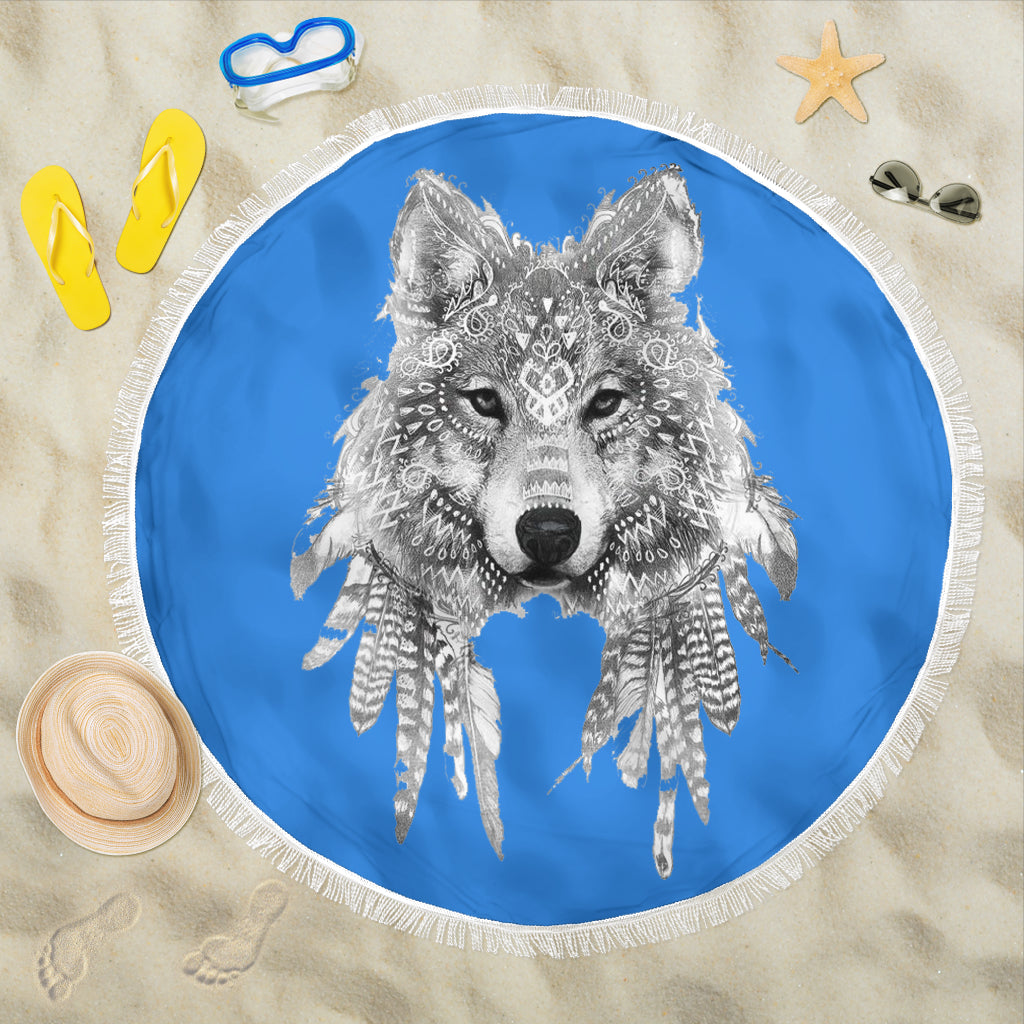 Wolf Spirit Animal Beach Towel Getbrewtaps.com
