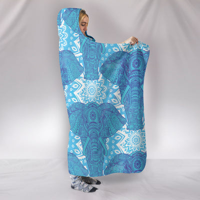 Blue Mandala Elephant Hooded Blanket Getbrewtaps.com