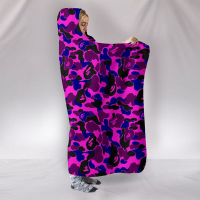 Camouflage Pink & Purple Plush Lined Wearable Hooded Blanket Getbrewtaps.com