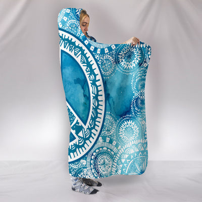 Blue Peace Mandala Hooded Blanket Getbrewtaps.com