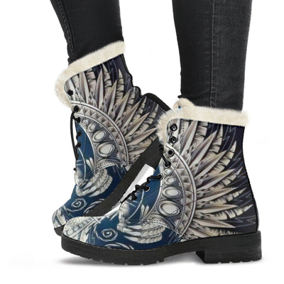 White Phoenix Rising Vegan Leather Boots Getbrewtaps.com