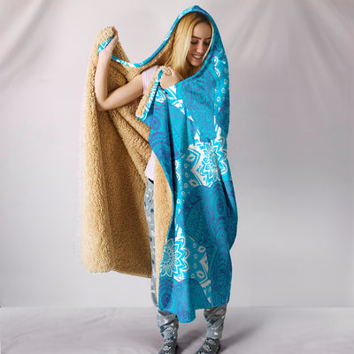 Blue Mandala Elephant Hooded Blanket Getbrewtaps.com