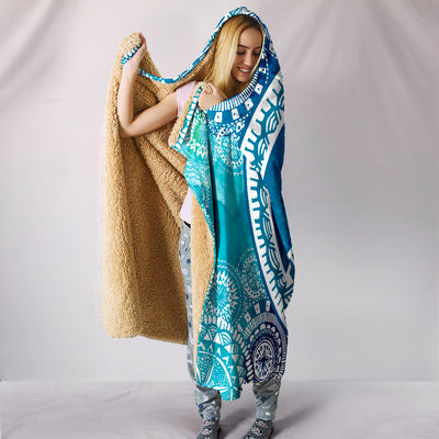 Blue Peace Mandala Hooded Blanket Getbrewtaps.com