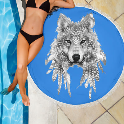 Wolf Spirit Animal Beach Towel Getbrewtaps.com