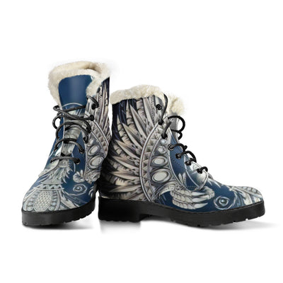 White Phoenix Rising Vegan Leather Boots Getbrewtaps.com