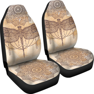 Beige Dragonfly Mandala Car Seat Covers Getbrewtaps.com
