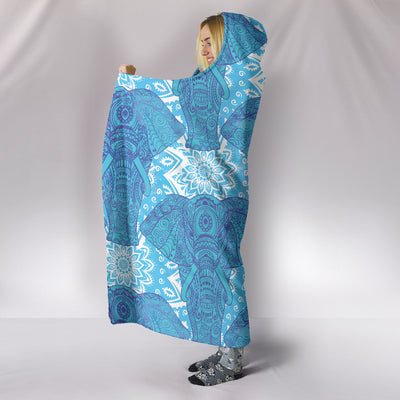 Blue Mandala Elephant Hooded Blanket Getbrewtaps.com