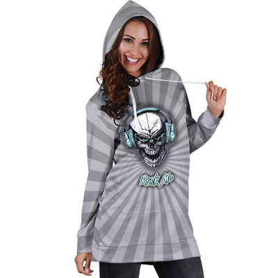 Rock Me Hoodie Dress For Skull Lovers and Music Freaks Getbrewtaps.com
