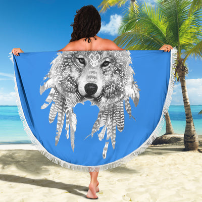 Wolf Spirit Animal Beach Towel Getbrewtaps.com