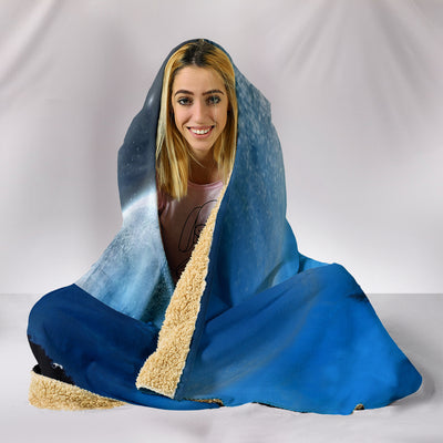 Wolf Blue Moon Plush Lined Wearable Hooded Blanket Getbrewtaps.com