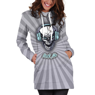 Rock Me Hoodie Dress For Skull Lovers and Music Freaks Getbrewtaps.com