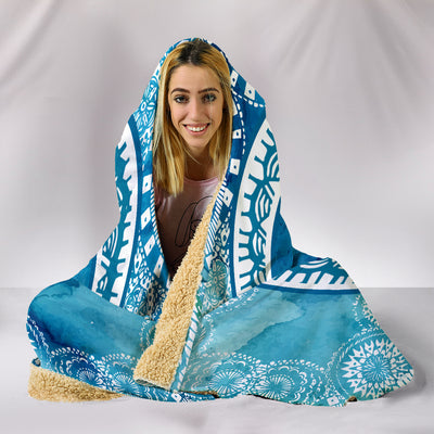 Blue Peace Mandala Hooded Blanket Getbrewtaps.com