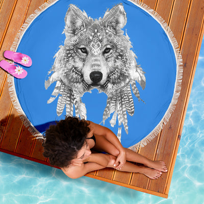 Wolf Spirit Animal Beach Towel Getbrewtaps.com